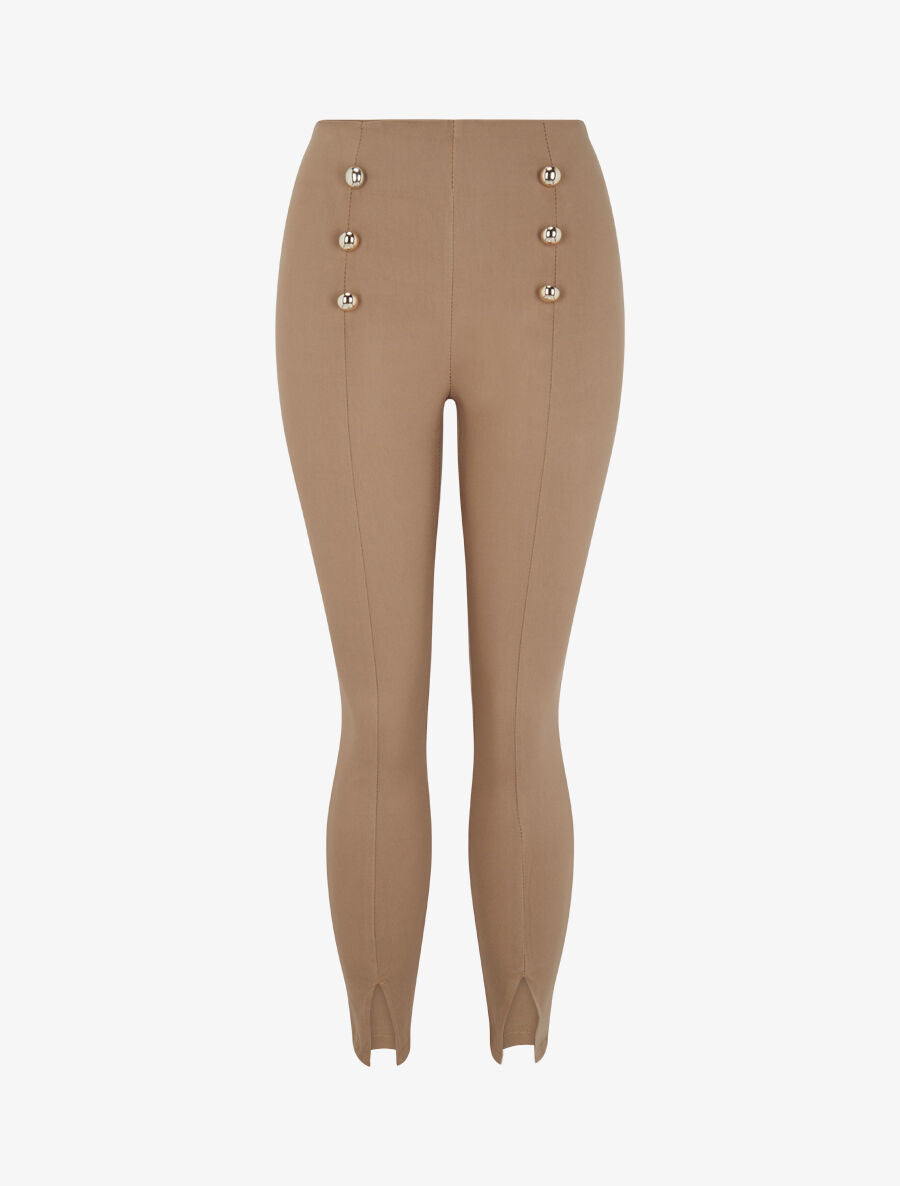 Pantalon à pont à bords fendus - Camel - 1