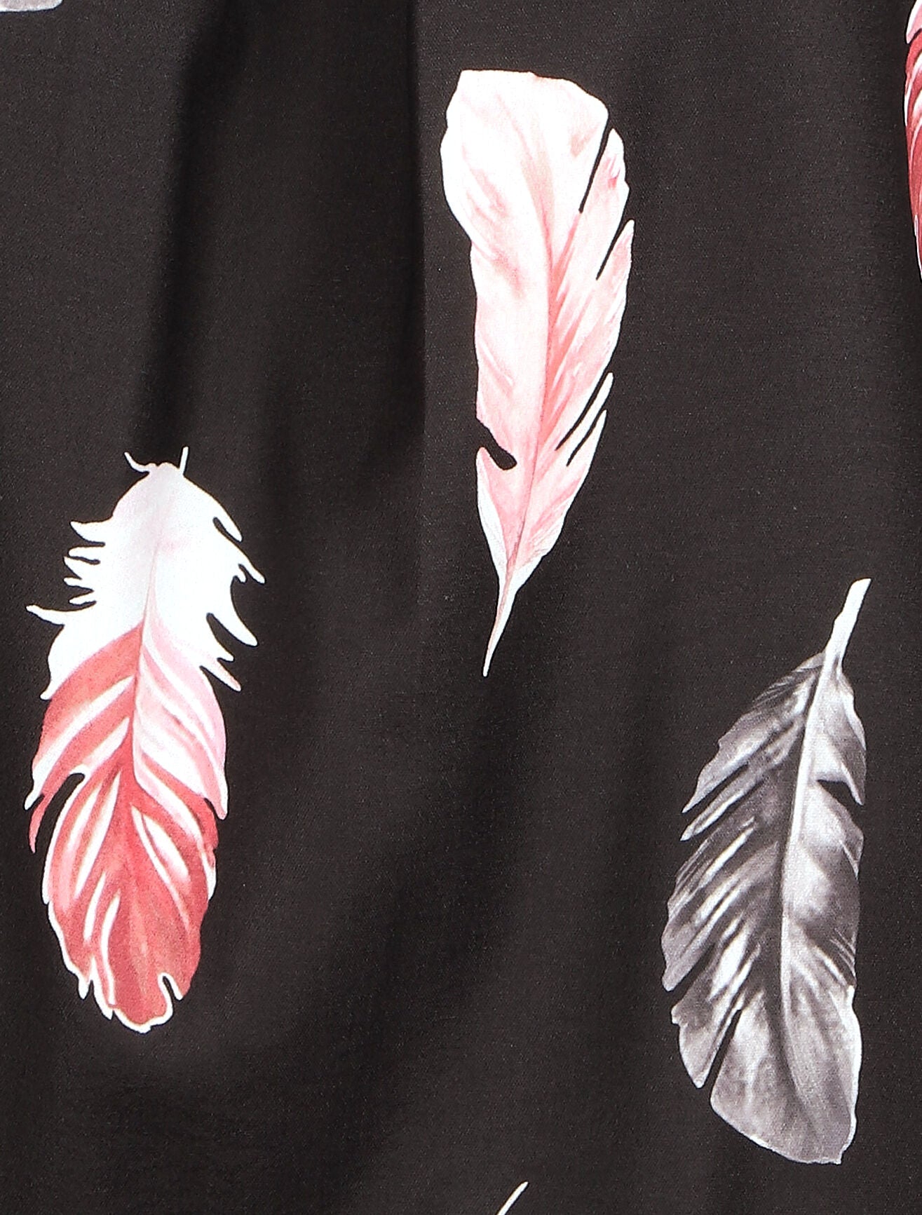 Blouse à imprimé plume - Noir - 3