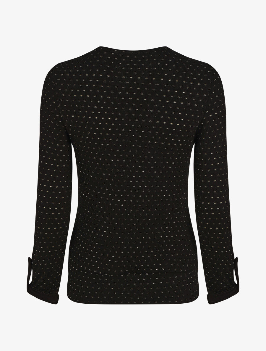 Pull cache-coeur moucheté à noeud - Noir - 2