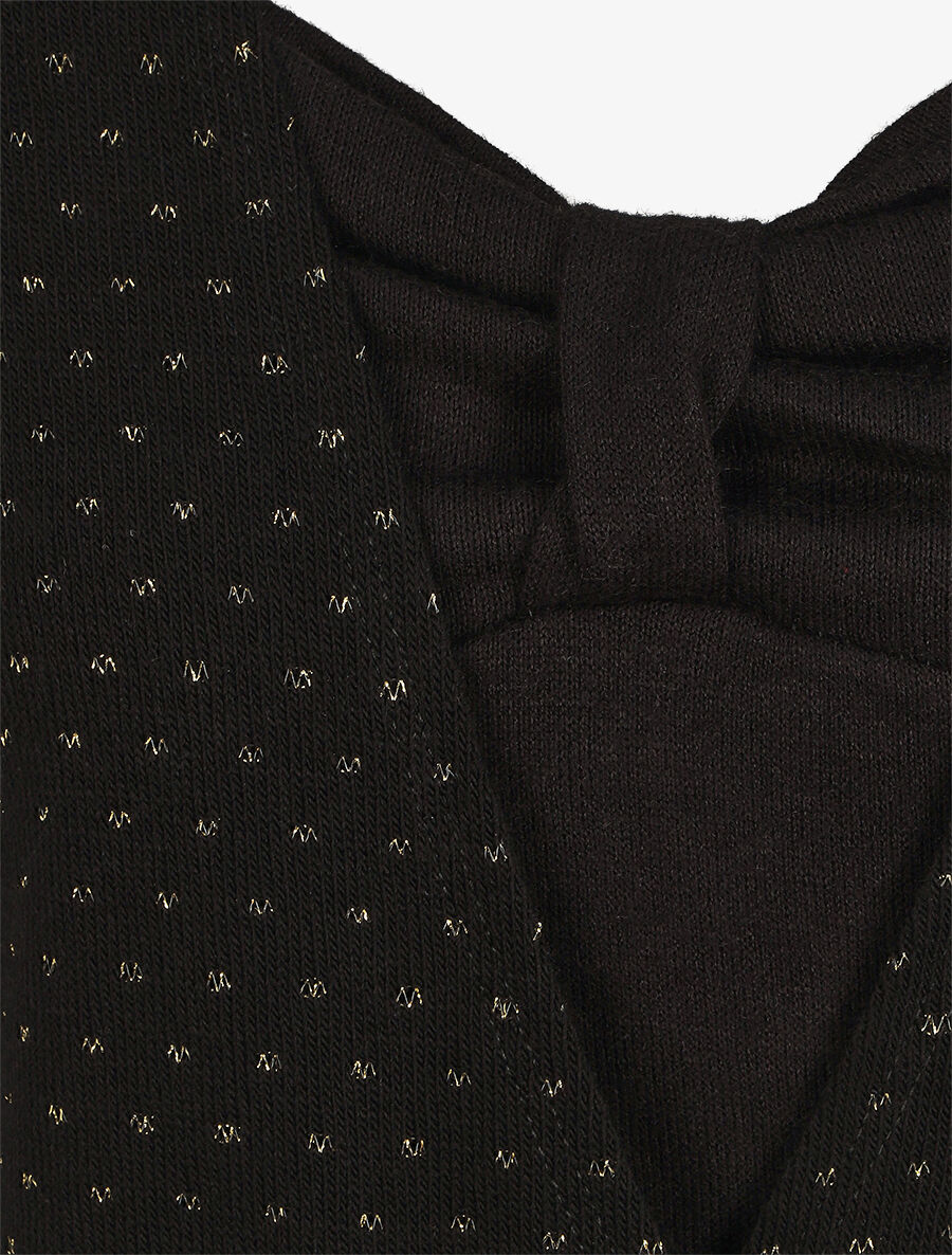 Pull cache-coeur moucheté à noeud - Noir - 3
