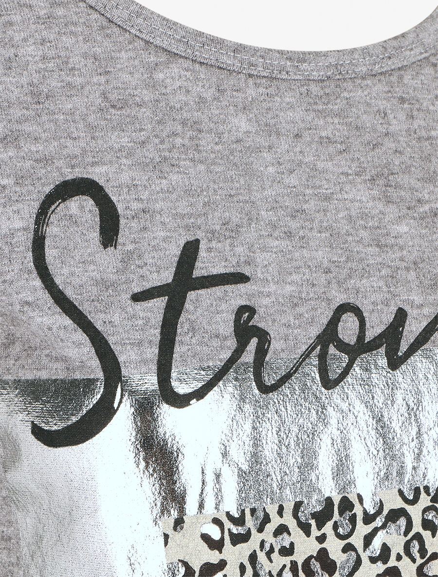 Pull fin à flocage - Gris - 3