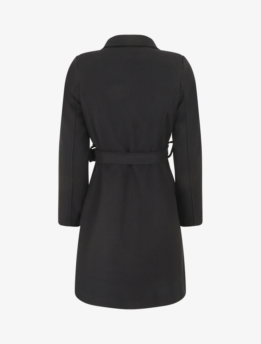 Manteau long uni coupe droite - Noir - 2