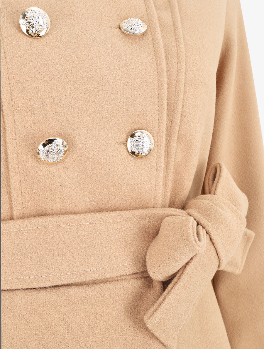 Manteau long uni coupe droite - Camel - 3
