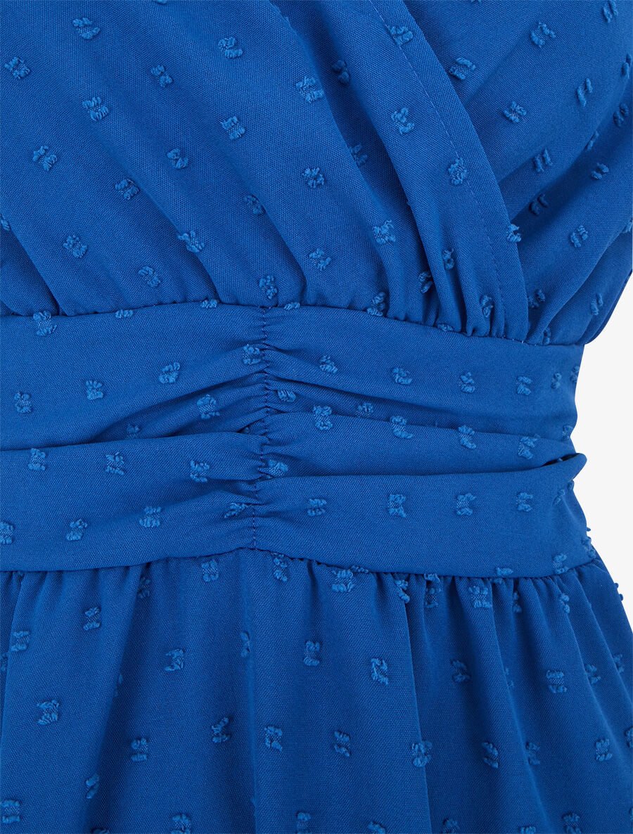 Robe longue élastiquée et texturée - Bleu roi - 3