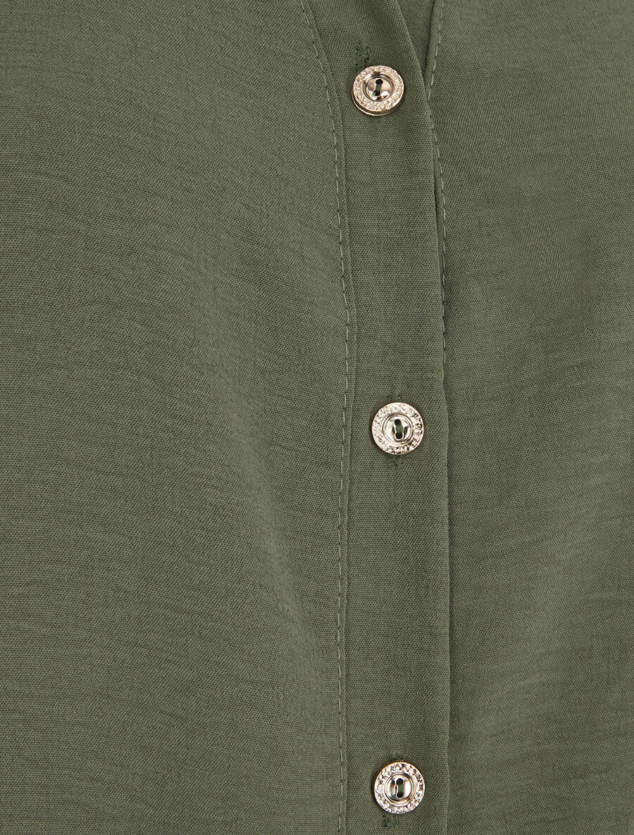 Chemisier uni boutonné - Kaki - 3