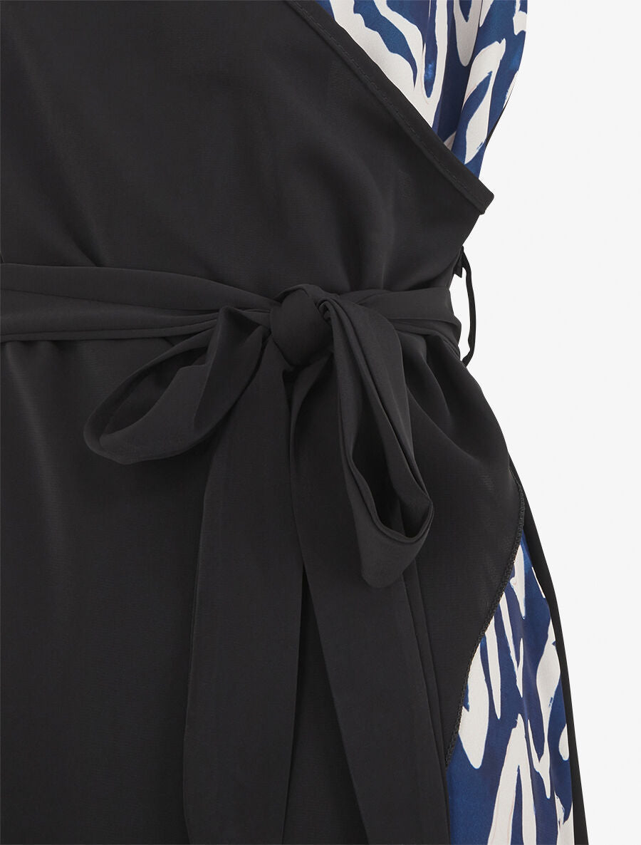 Robe portefeuille sans manches imprimé fantaisie - Noir/marine - 3