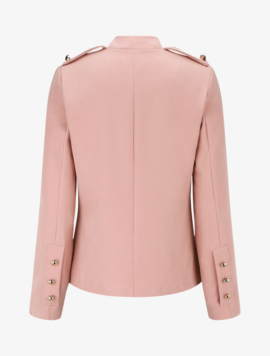 Blazer uni mi-long boutonné - Rose - 2
