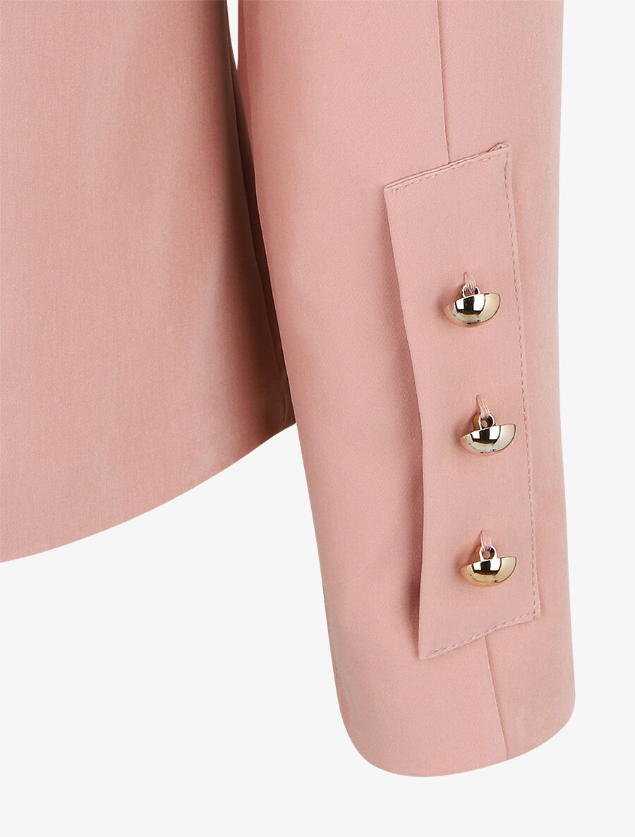 Blazer uni mi-long boutonné - Rose - 3