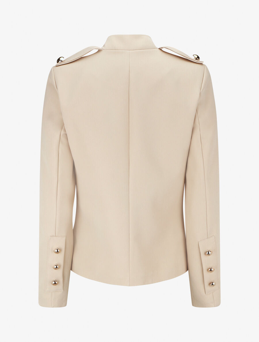 Blazer uni mi-long boutonné - Beige - 2