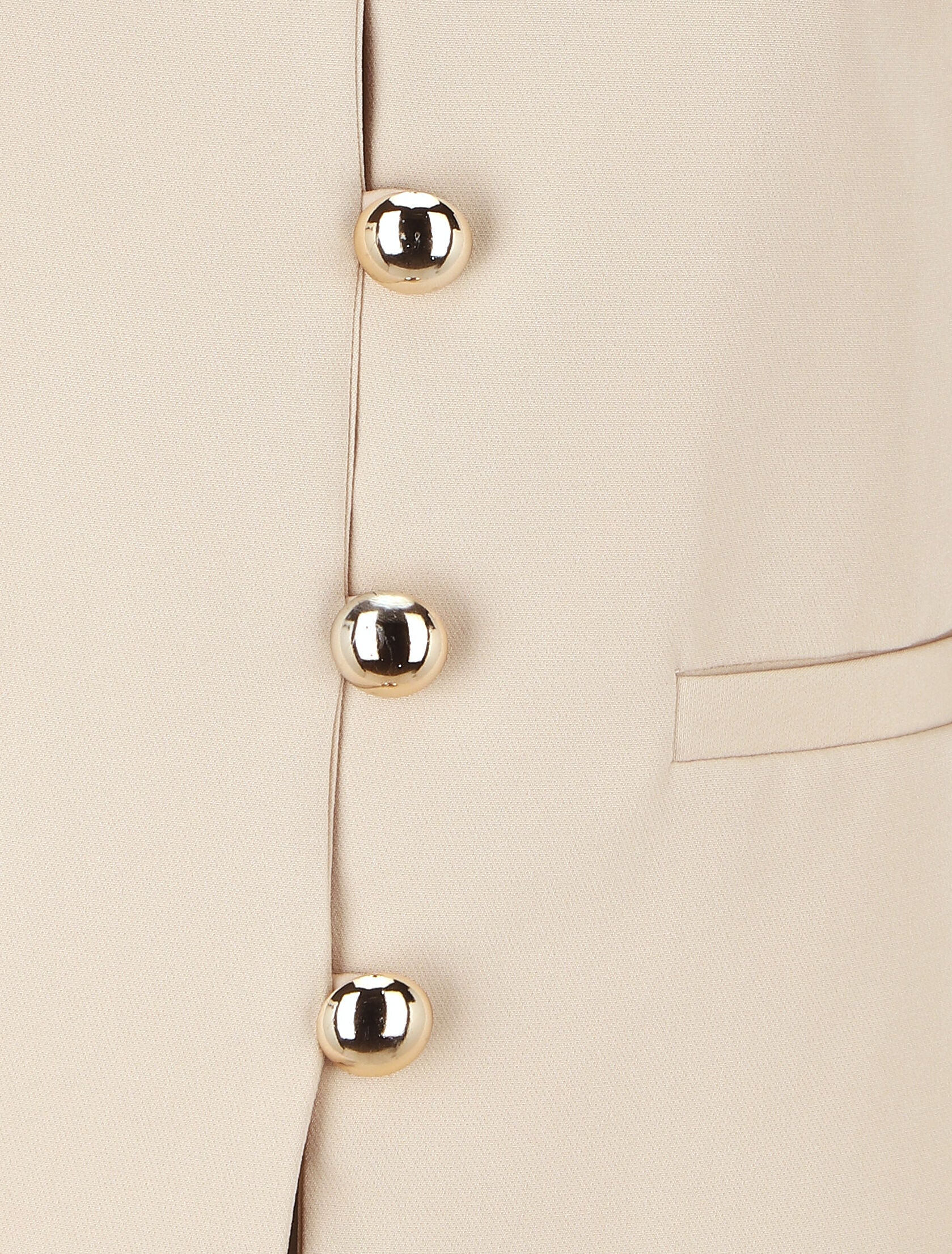 Blazer uni mi-long boutonné - Beige - 3