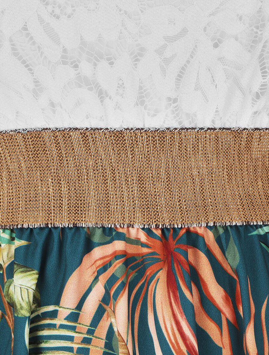 Robe bi-matière imprimé tropical - Bleu canard - 3