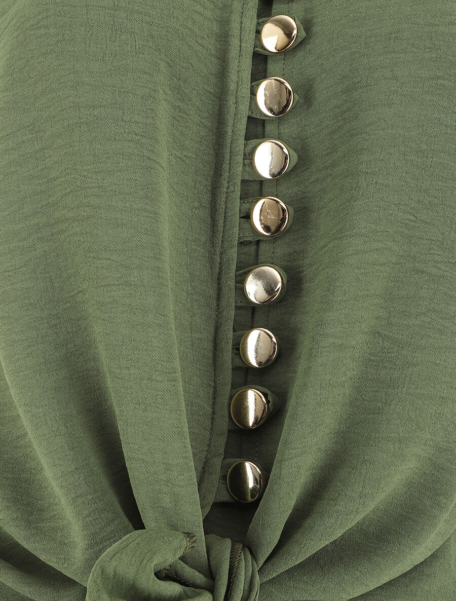 Top à fermeture boutonnée et liens à nouer - Kaki - 3