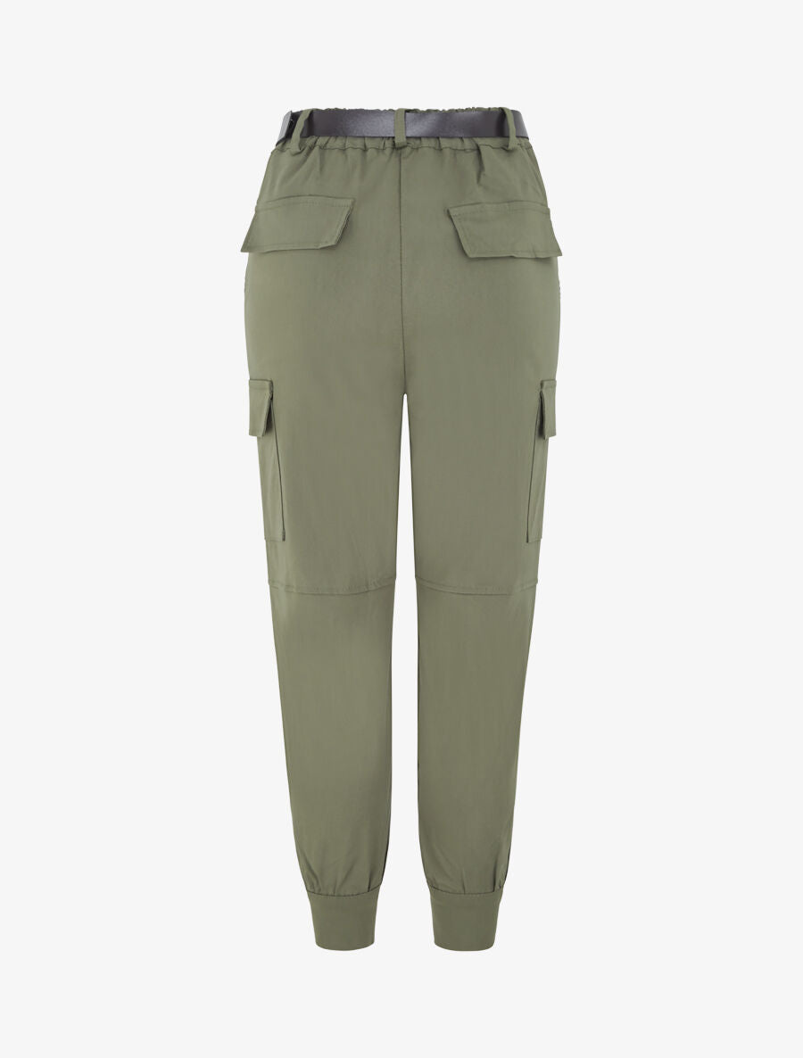 Pantalon cargo élastiqué uni - Kaki - 2