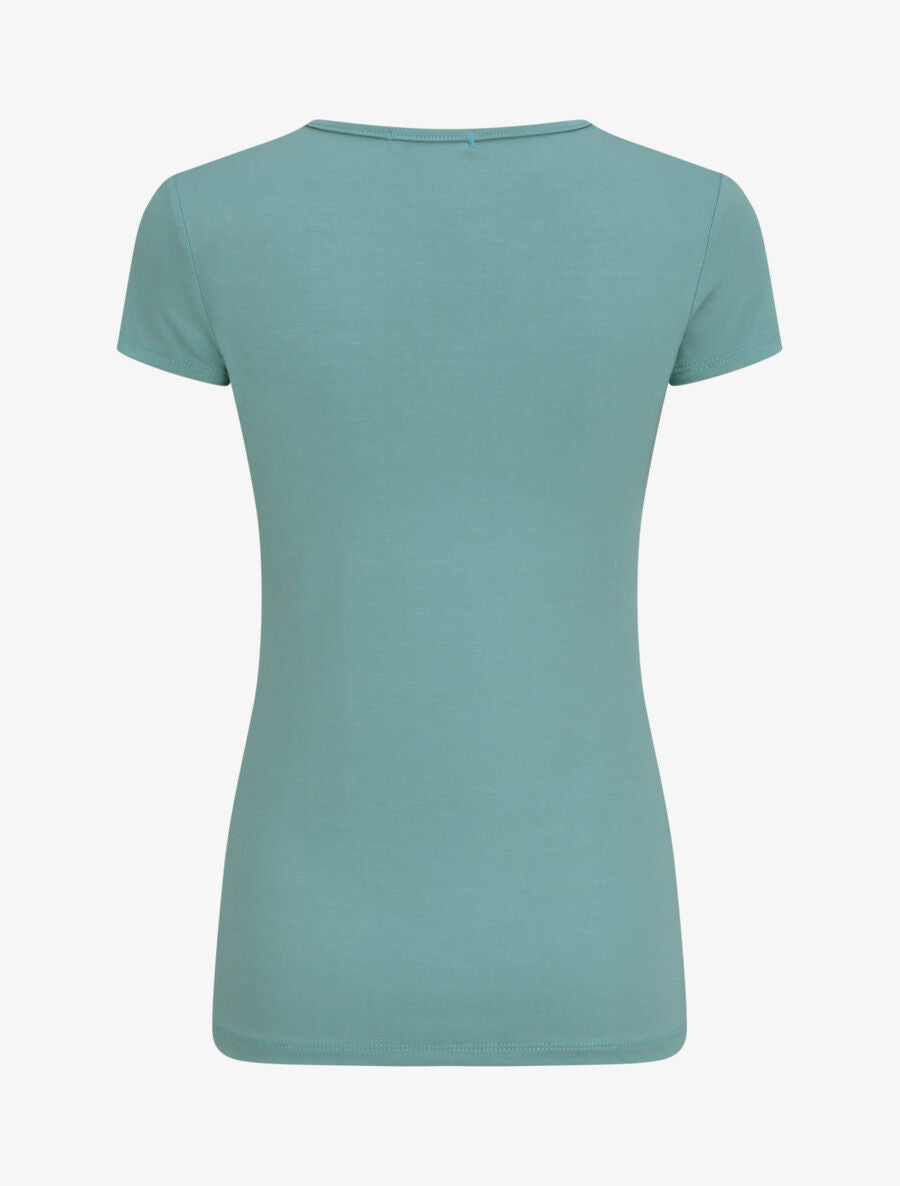 T-shirt stretch à encolure zippée - Bleu ciel - 2