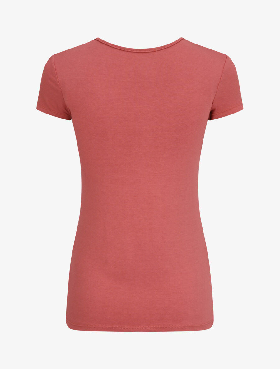 T-shirt stretch à encolure zippée - Rose foncé - 2