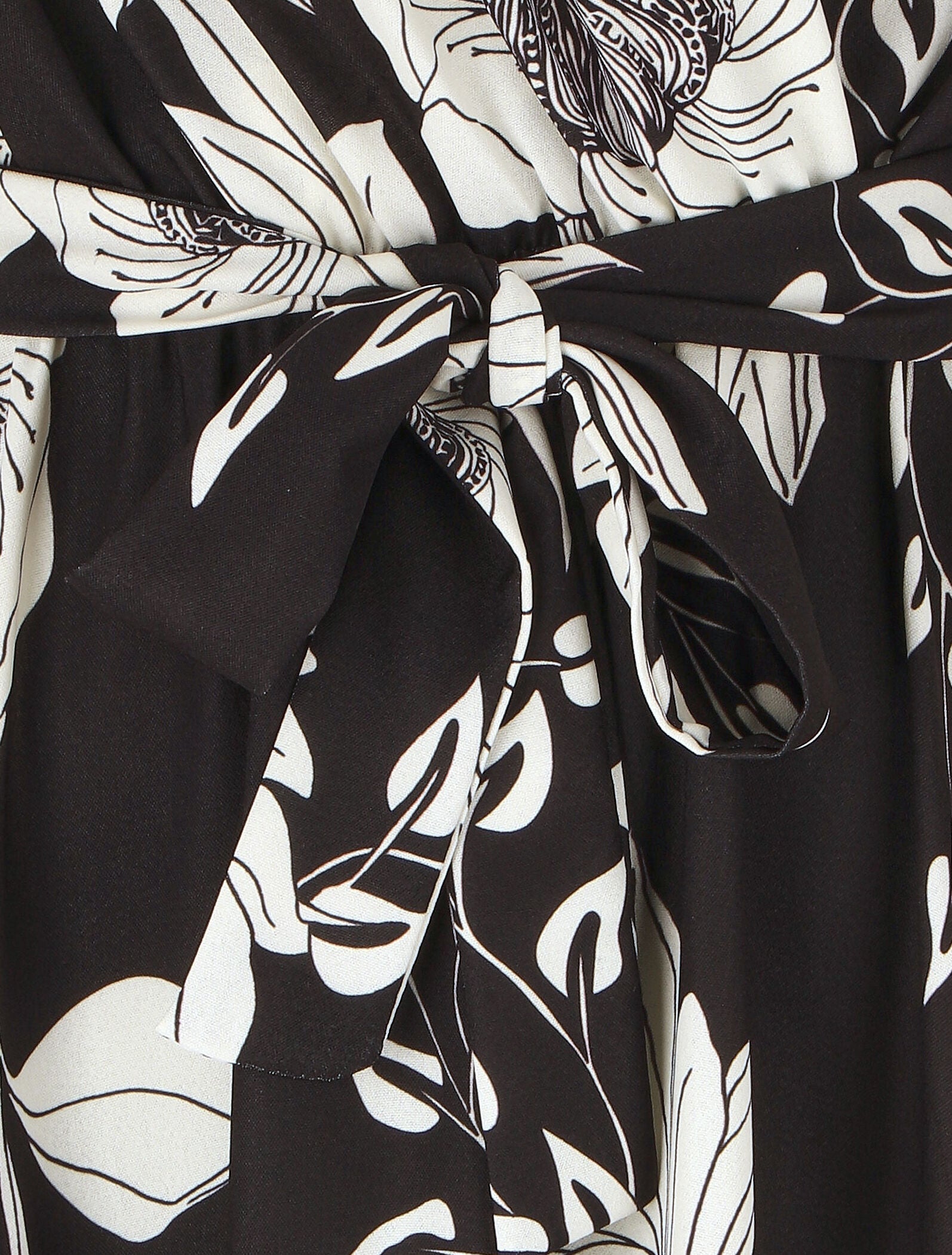 Robe longue imprimé floral à col cache-coeur - Noir - 3