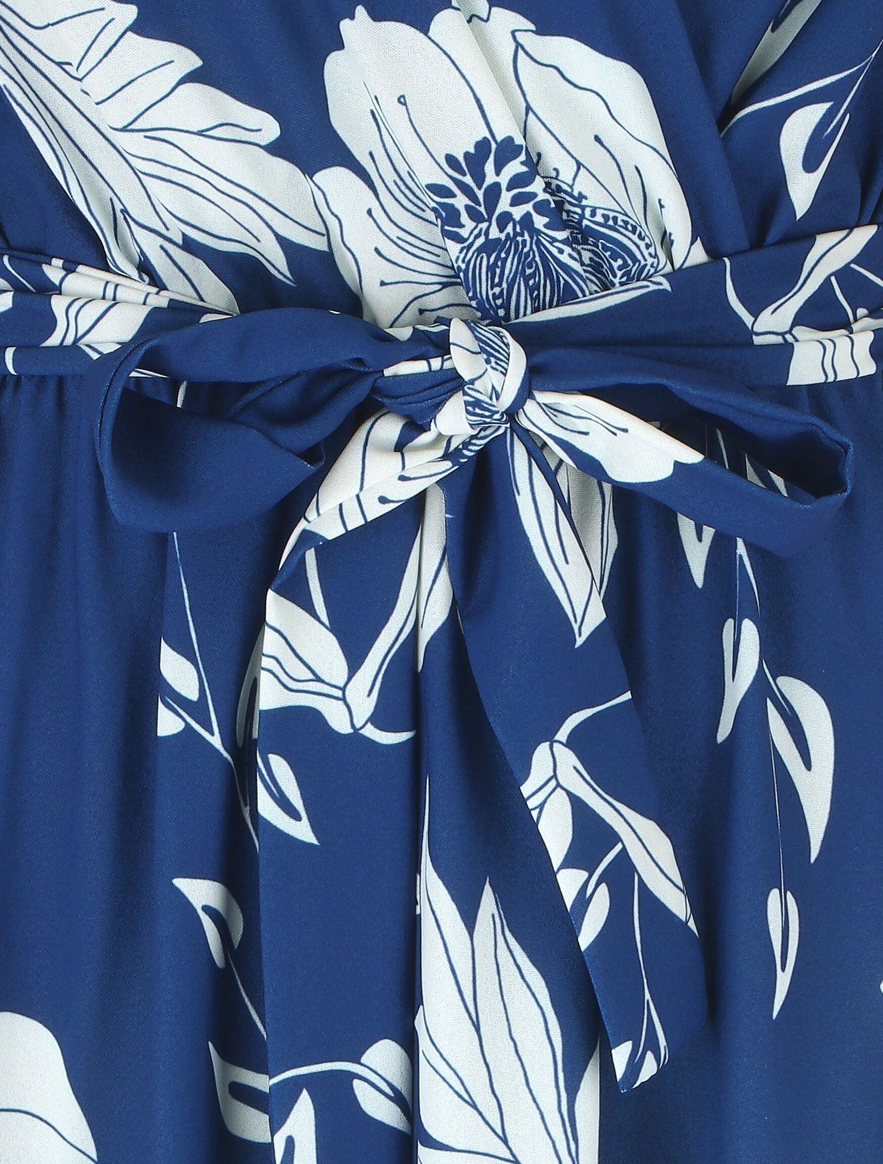 Robe longue imprimé floral à col cache-coeur - Bleu roi - 3
