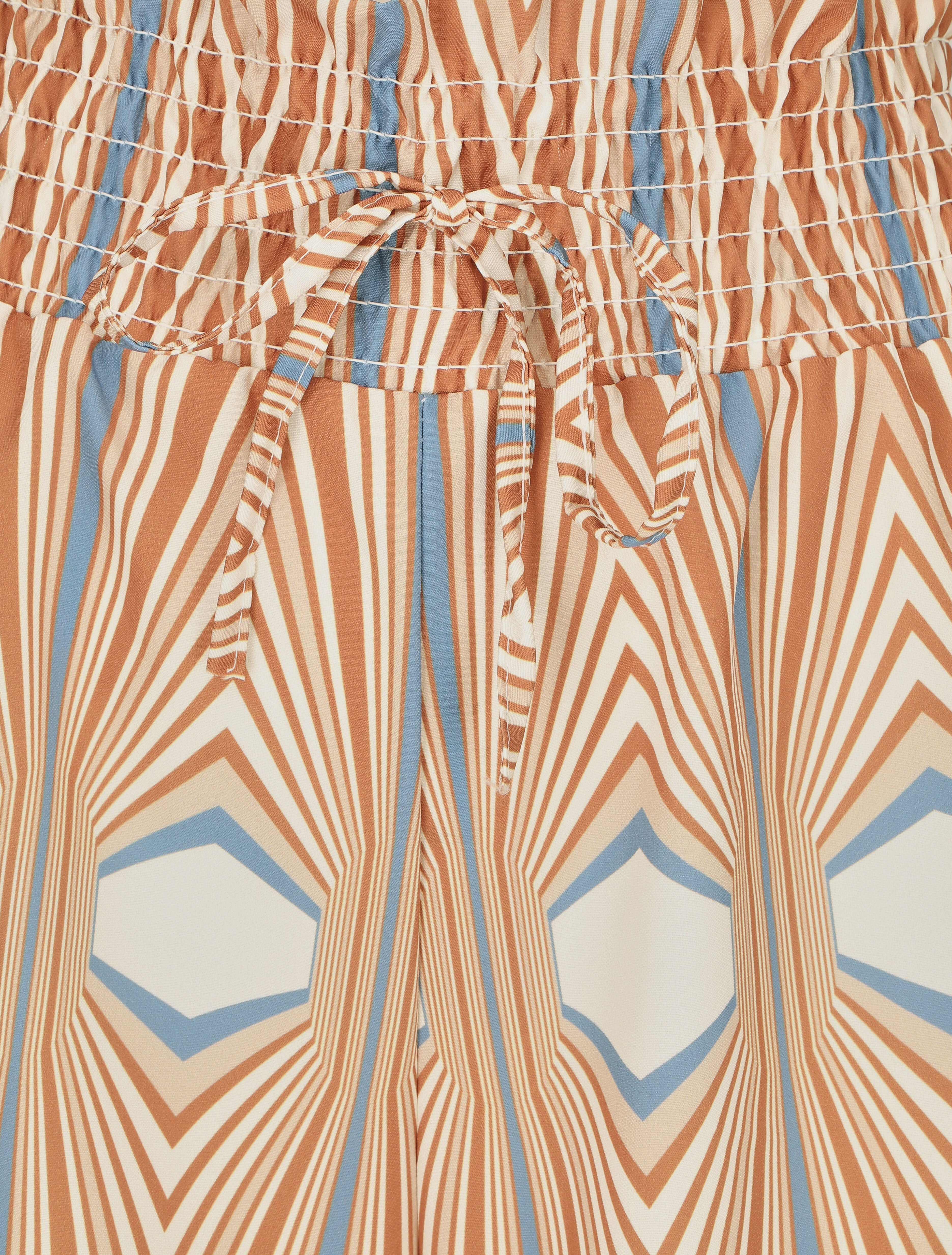 Pantalon ample taille haute imprimé psychédélique - Beige - 3