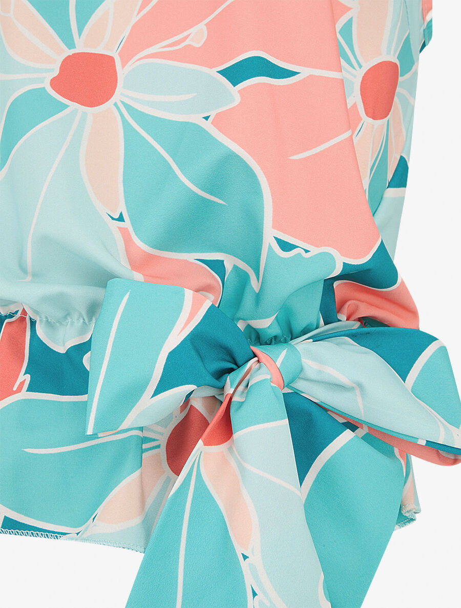 Top sans manches imprimé grandes fleurs - Turquoise - 3