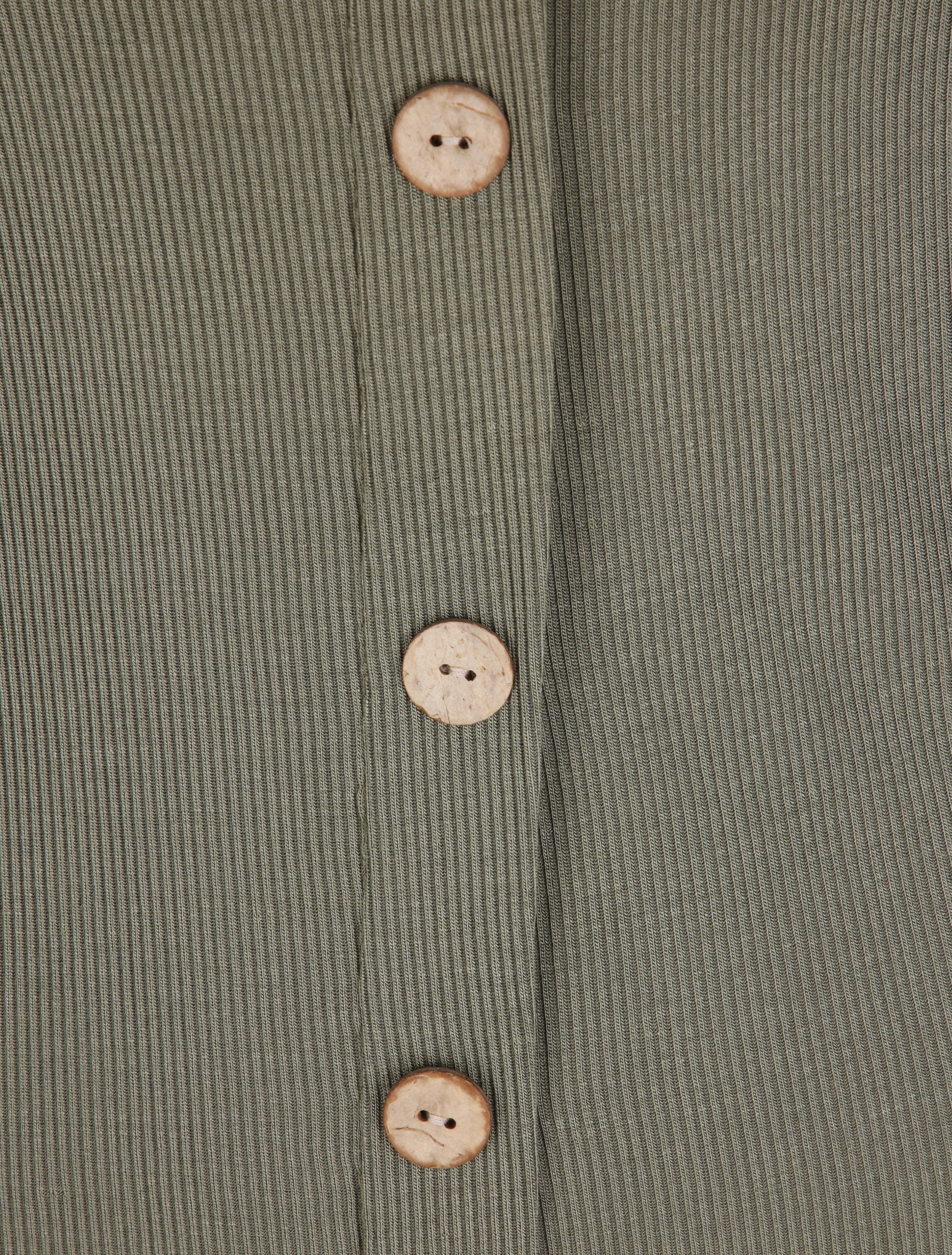 Top droit côtelé uni boutonné - Kaki - 3