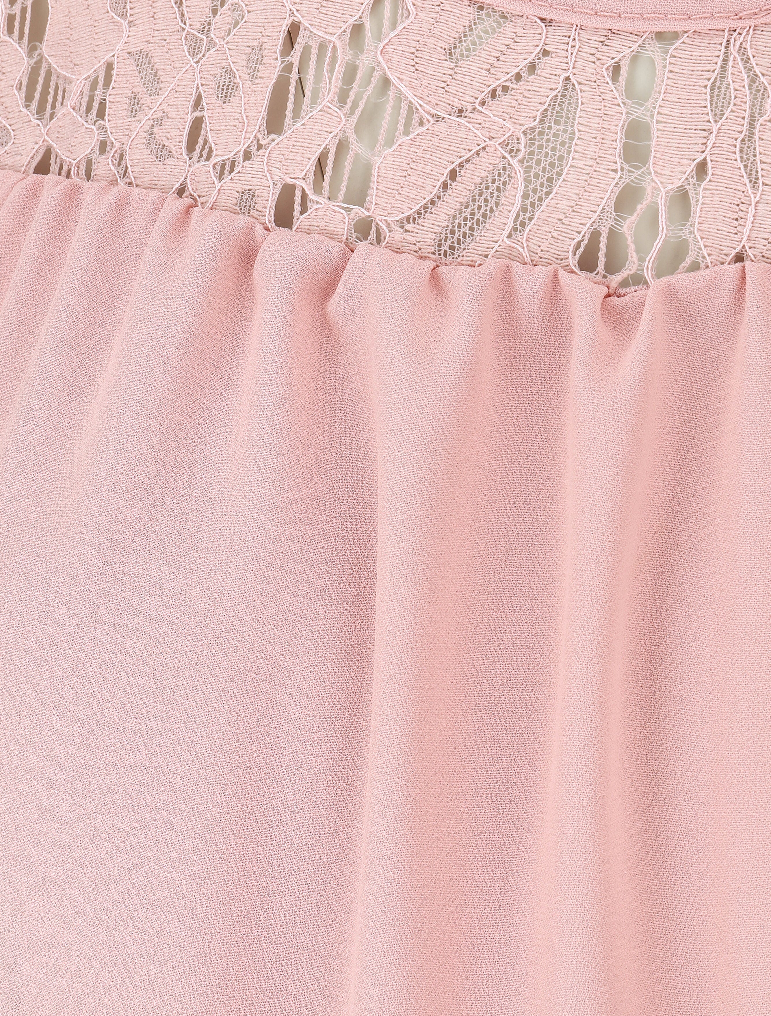 Top ample sans manches à dentelle - Rose - 3
