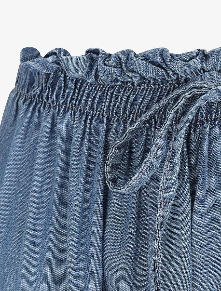 Pantalon ample taille haute élastiquée - Bleu clair - 3