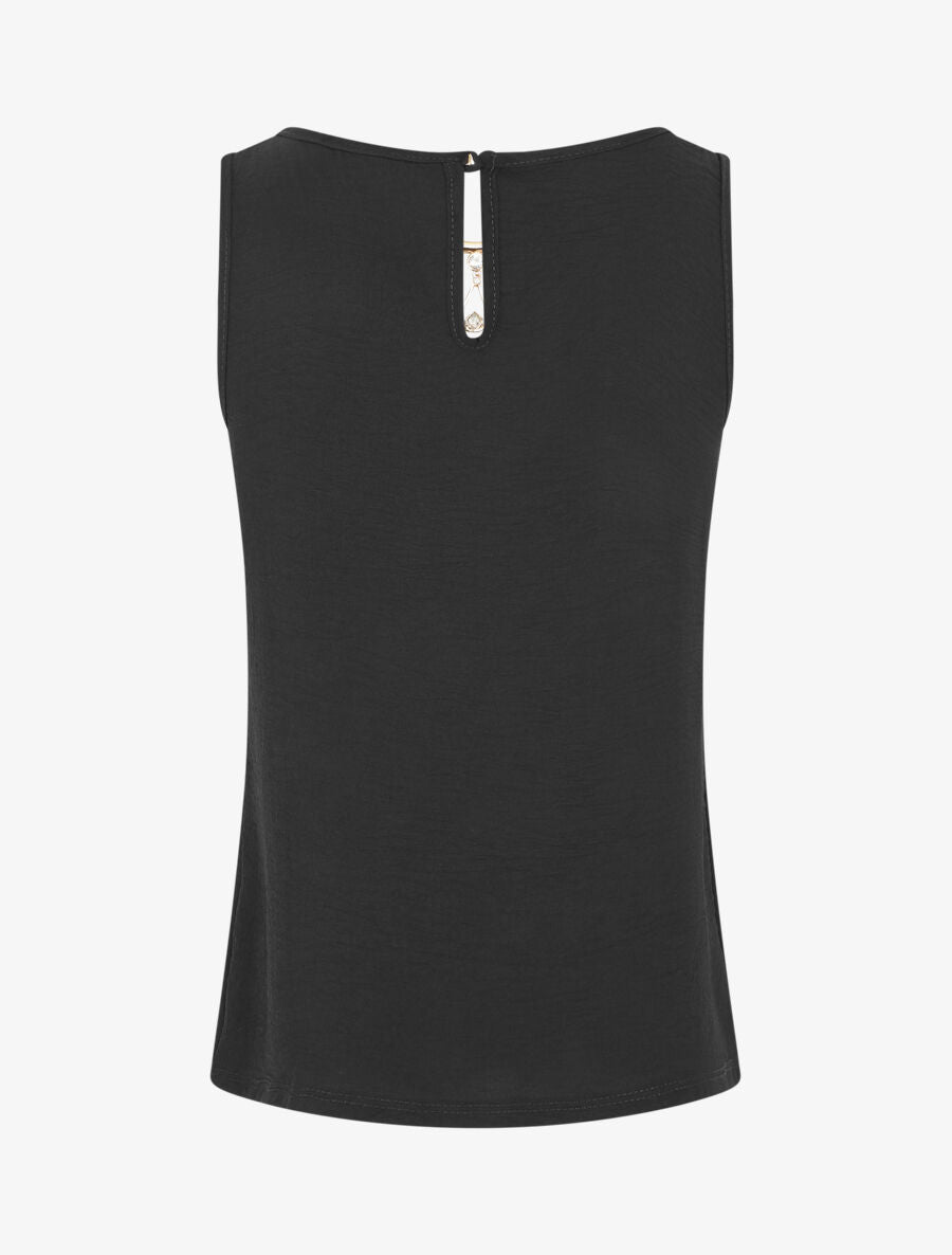 Top droit sans manches col bijou - Noir - 2