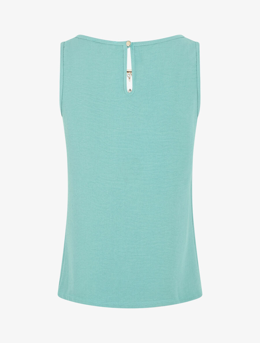 Top droit sans manches col bijou - Turquoise - 2