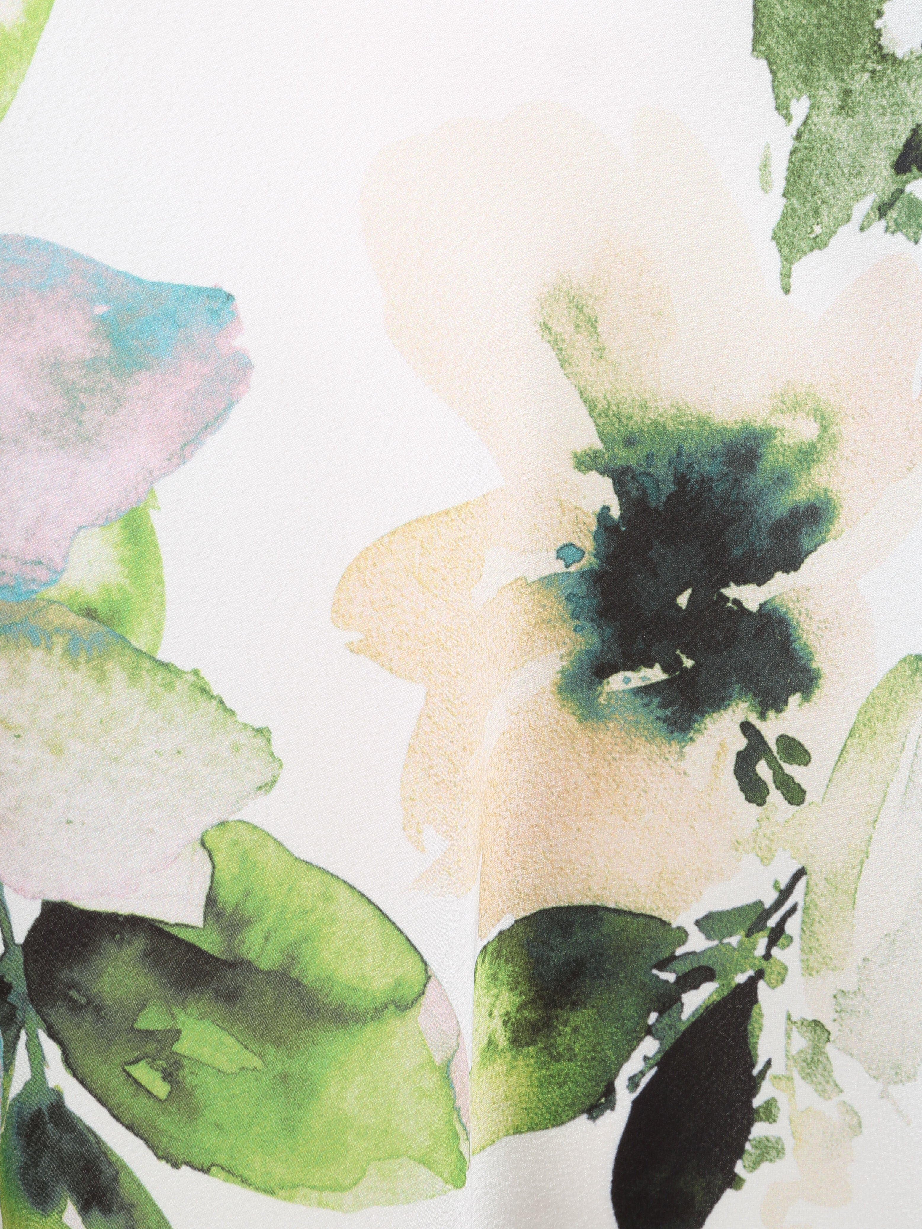Caraco droit imprimé coquelicot style aquarelle et dentelle - Blanc - 3