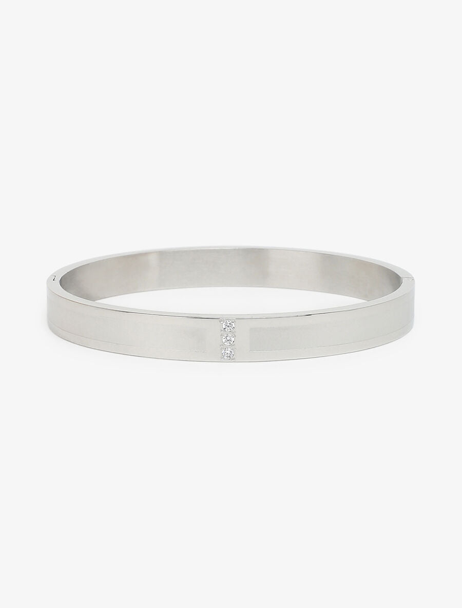 Jonc orné de trois zircons - Argent - 2