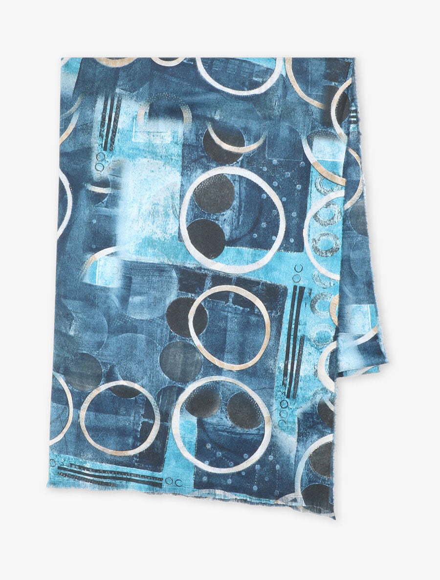 Foulard à imprimé peinture abstraite - Marine - 2