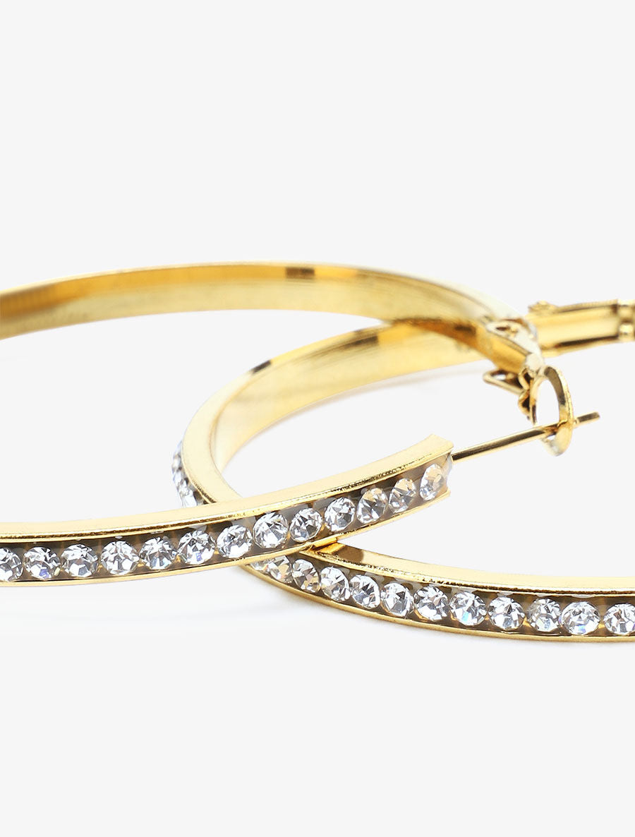 Créoles ornées de strass - Or - 3