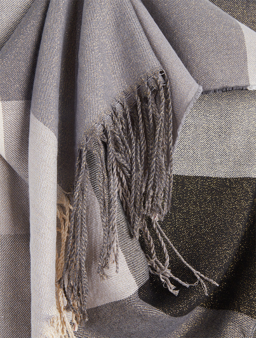 Foulard irisé imprimé carreaux - Noir - 3