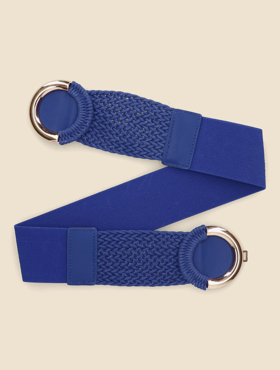 Ceinture macramé à double boucles - Bleu électrique - 3