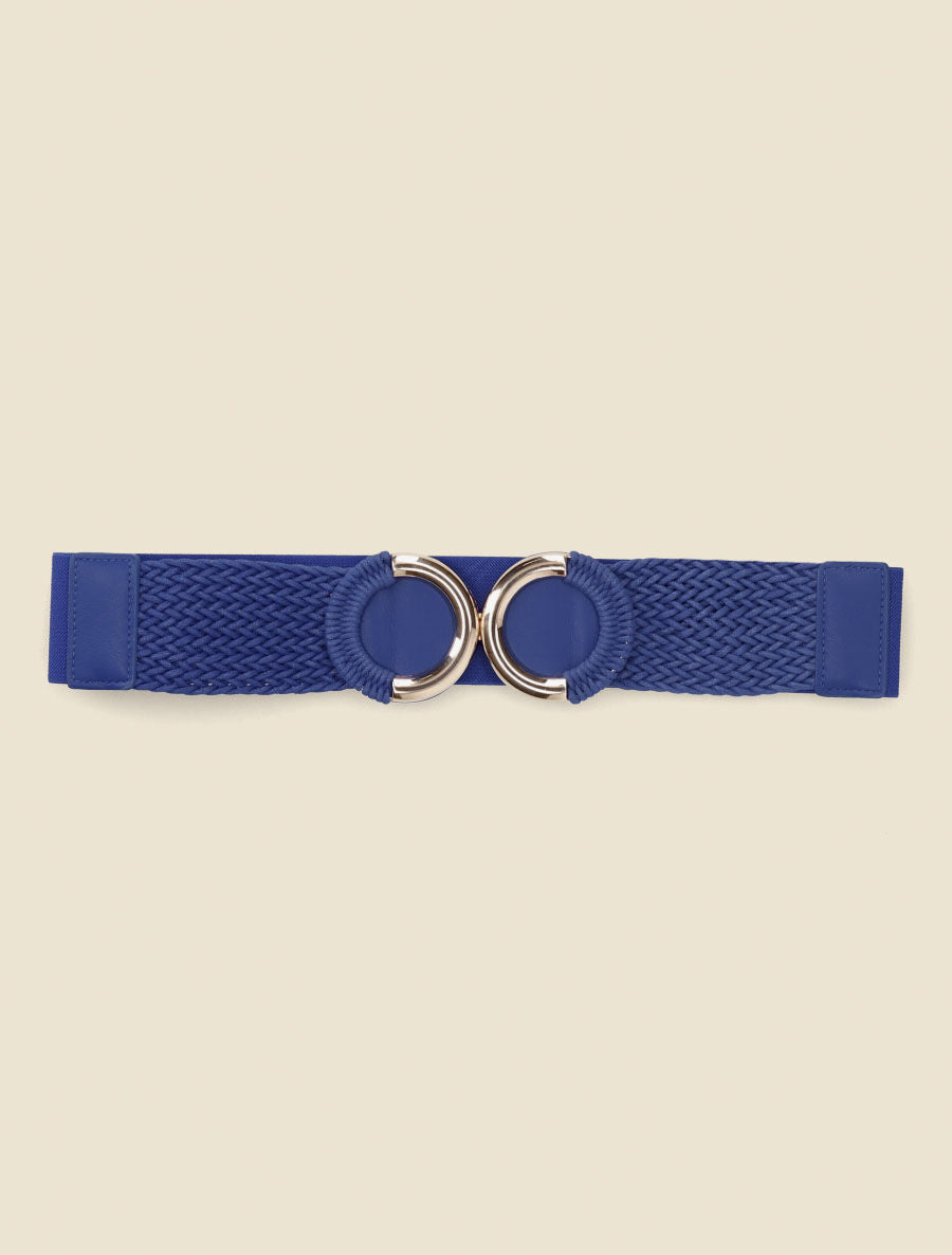 Ceinture macramé à double boucles - Bleu électrique - 2