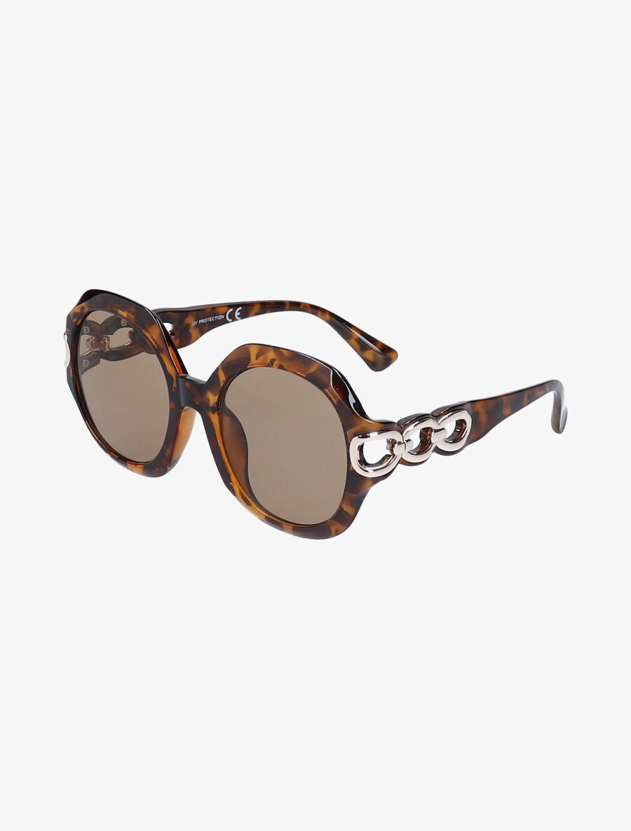 Lunettes rondes oversize à branches stylisées - Léopard - 2
