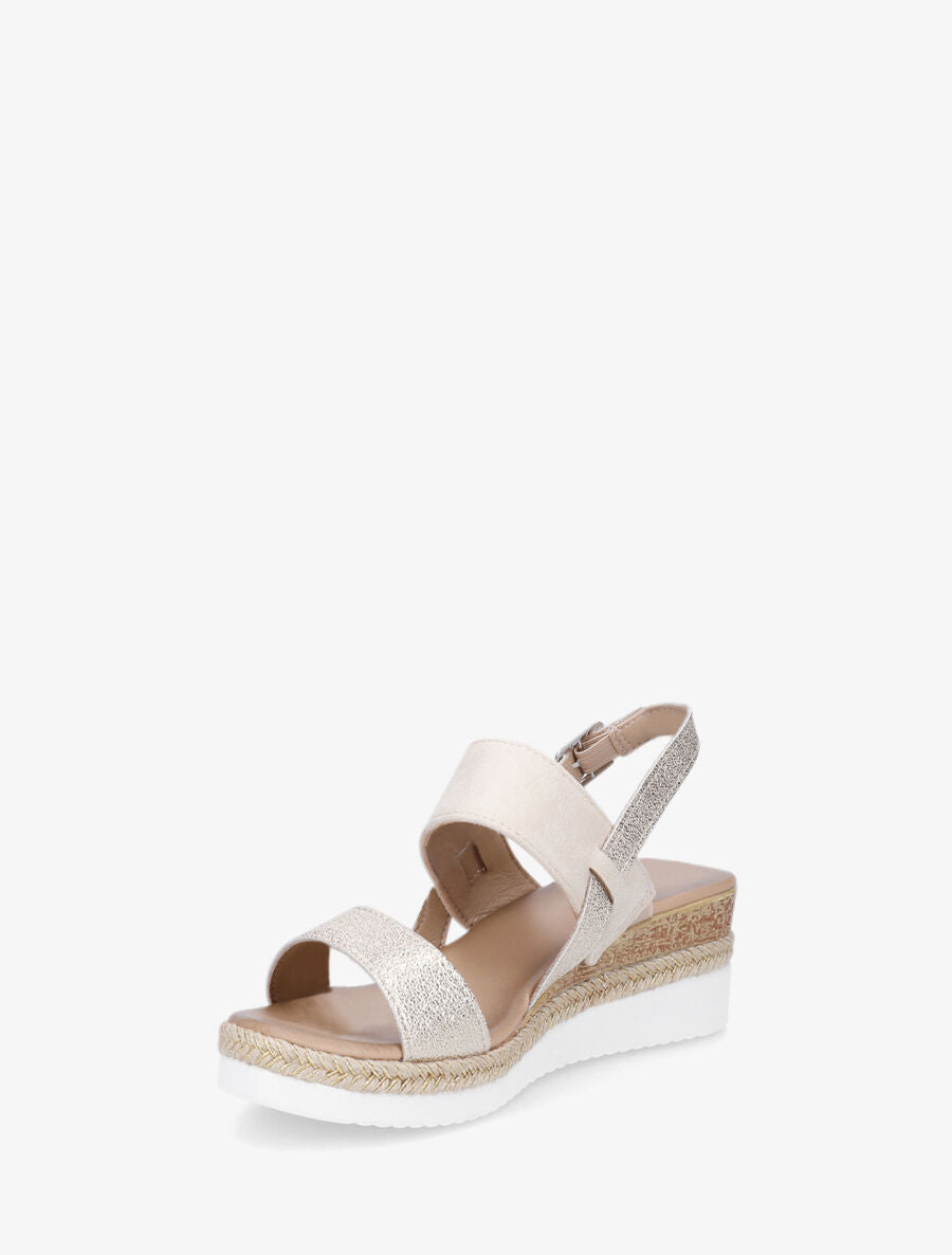 Sandales compensées à bride irisée - Beige - 3