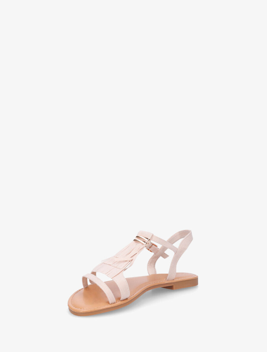 Nu-pieds à franges à empiècement métal - Beige - 3