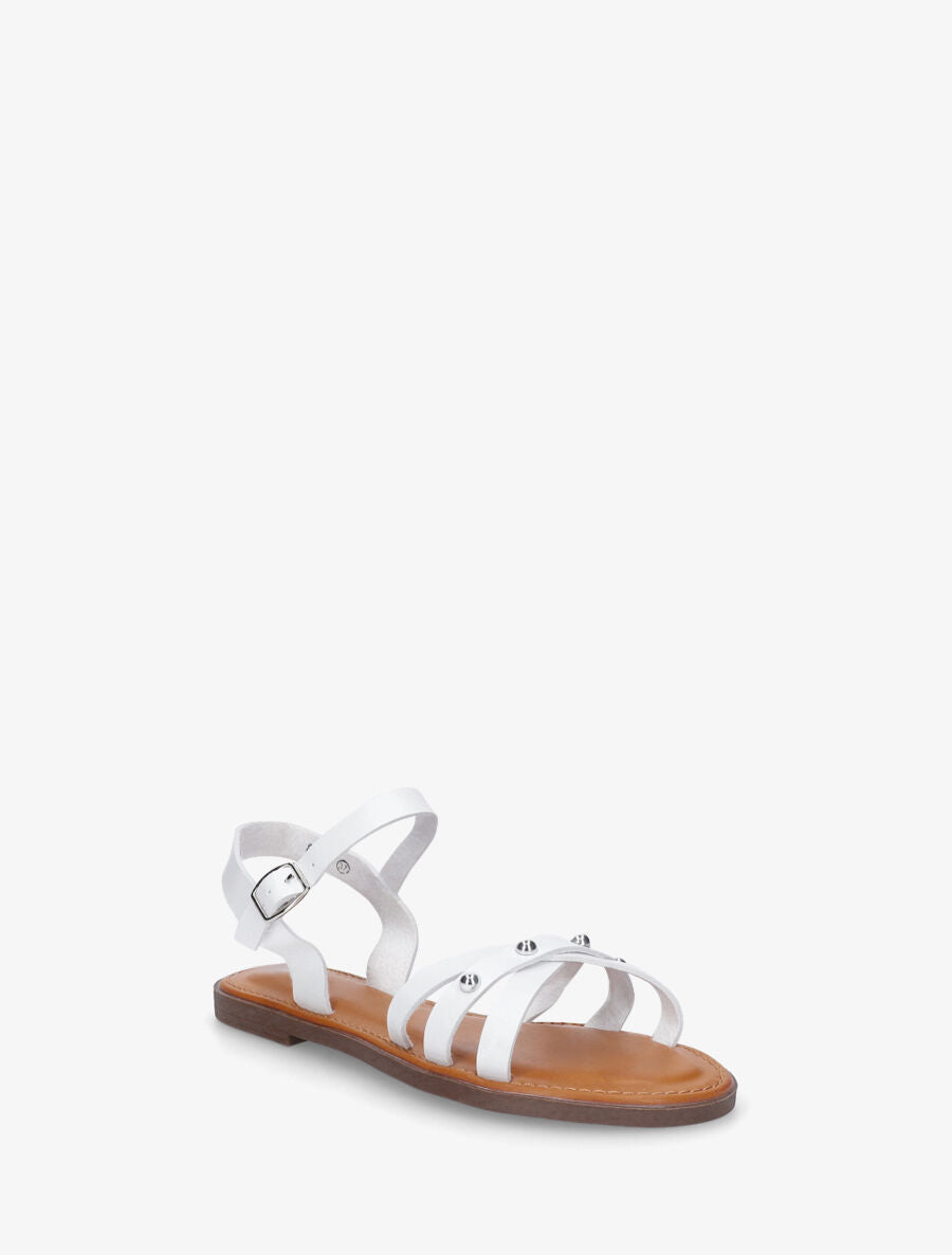 Nu-pieds croisés à clous - Blanc - 2