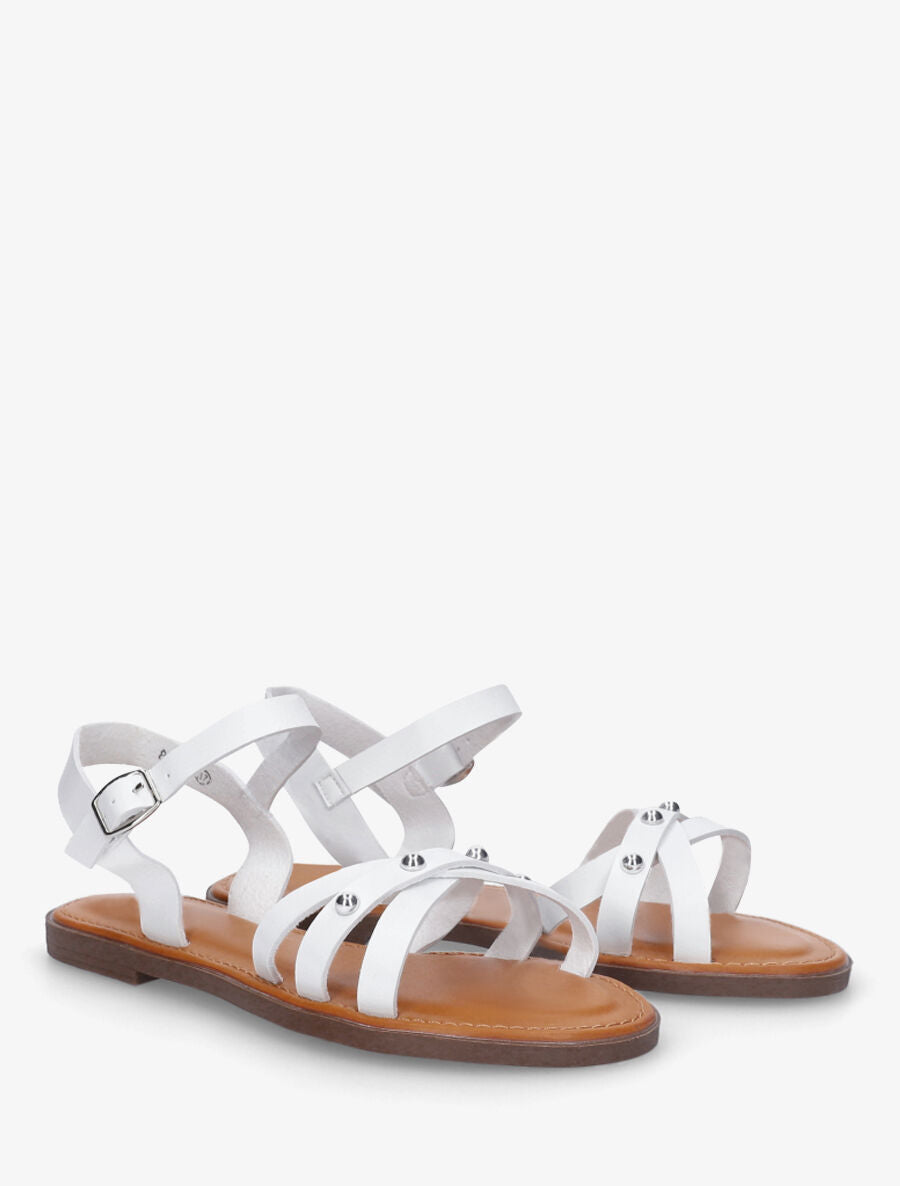 Nu-pieds croisés à clous - Blanc - 4