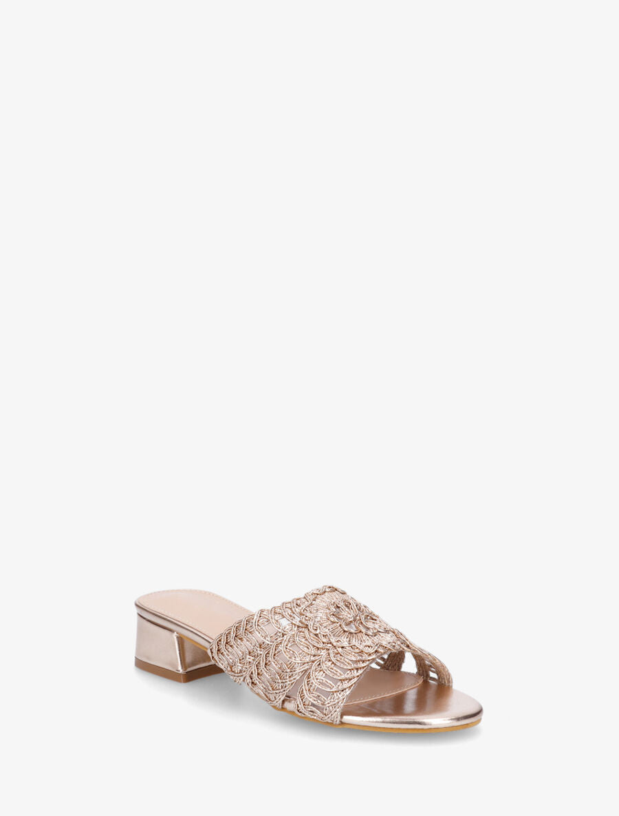 Mules style macramé en simili - Rose gold - 2