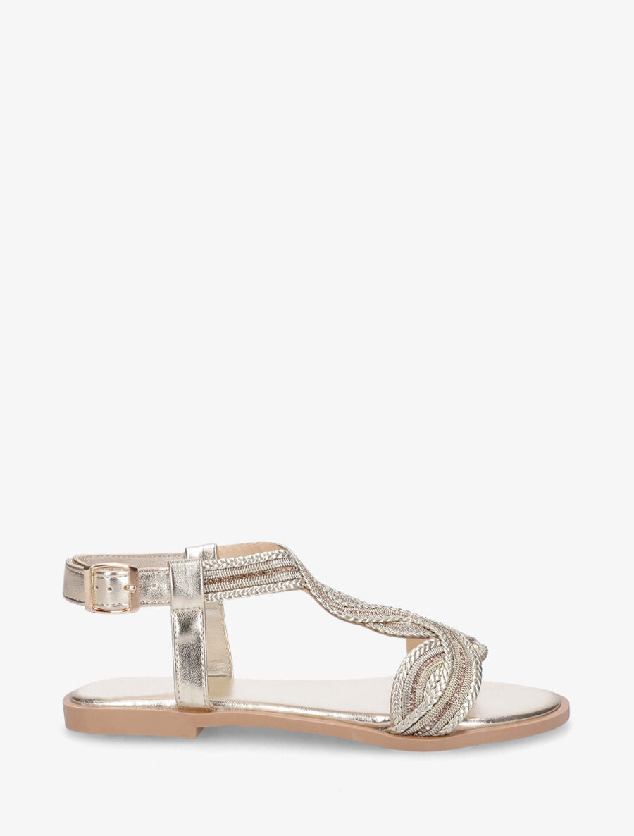 Nu-pieds torsadés à strass - Or - 1