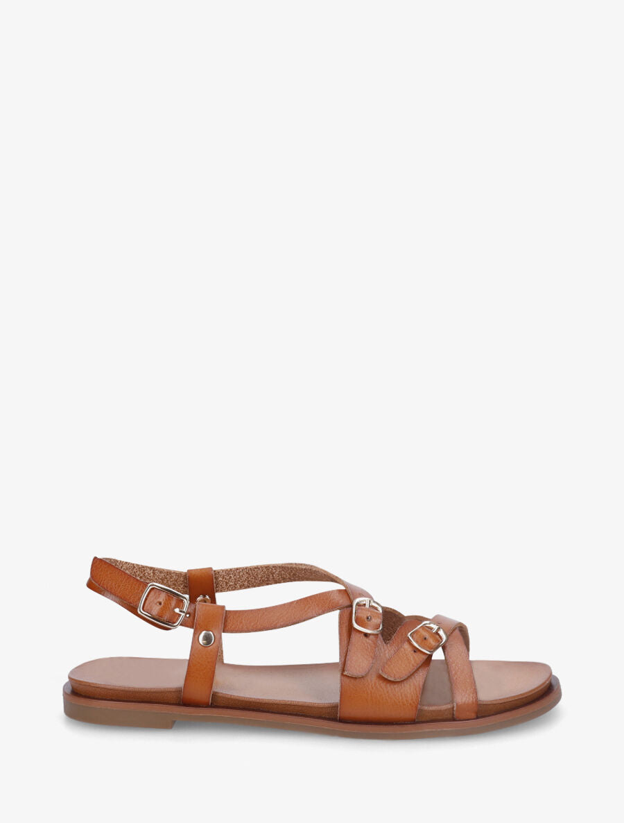 Nu-pieds brides à boucles croisées - Camel - 5