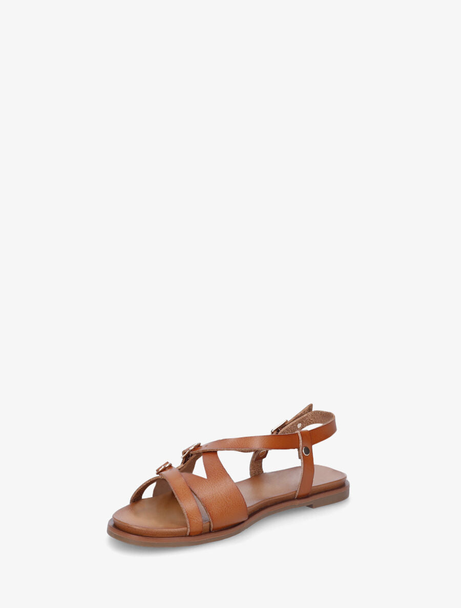 Nu-pieds brides à boucles croisées - Camel - 3