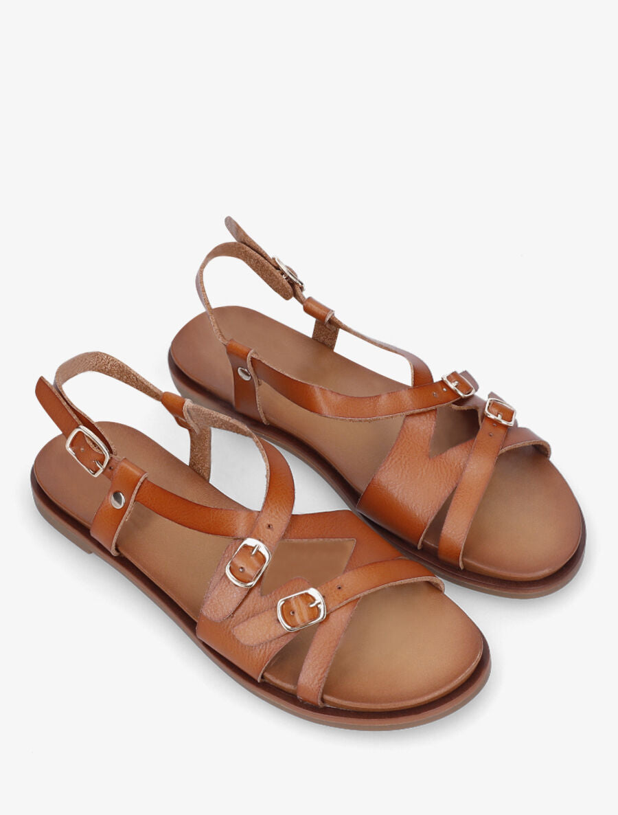 Nu-pieds brides à boucles croisées - Camel - 4