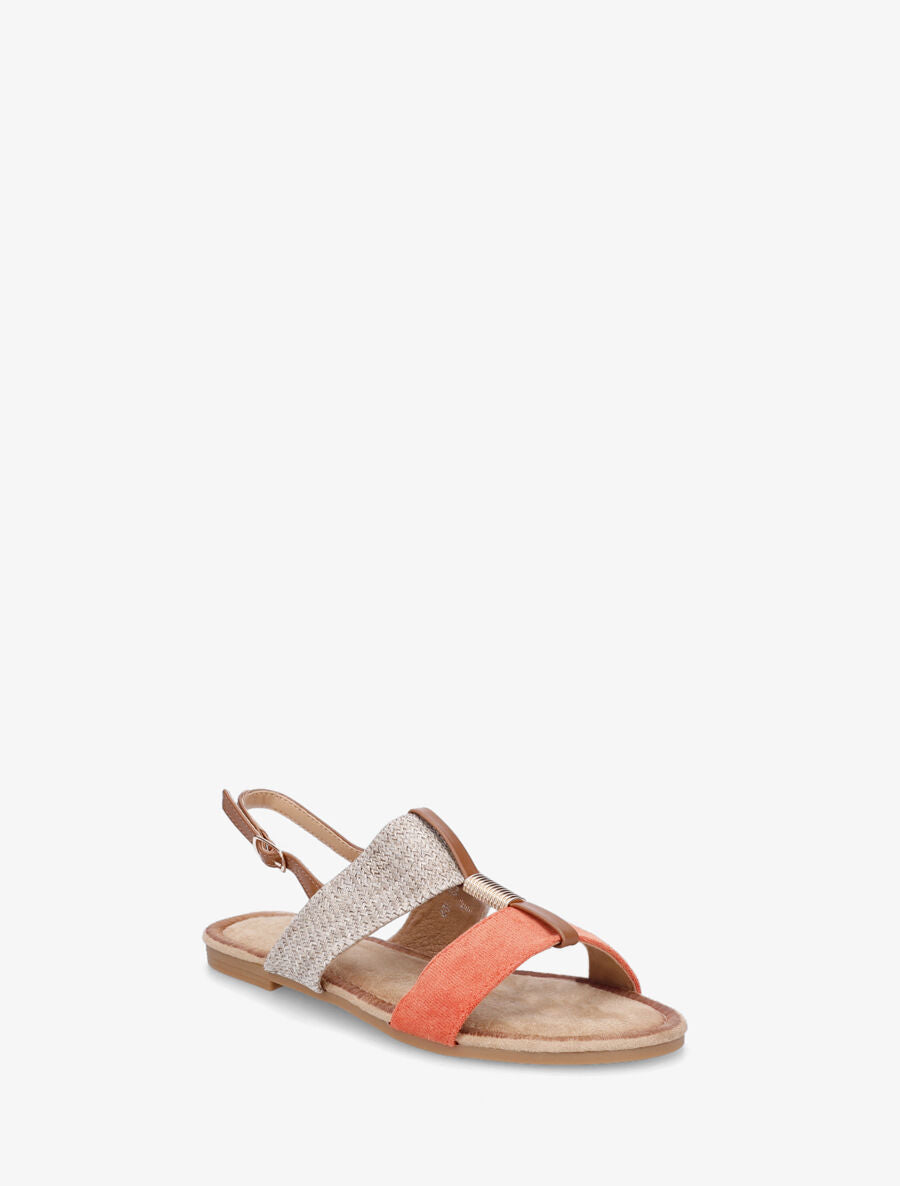 Nu-pieds en suédine et raphia à bijou - Orange - 2