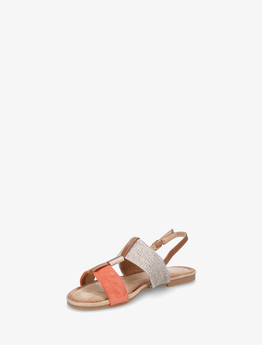 Nu-pieds en suédine et raphia à bijou - Orange - 3