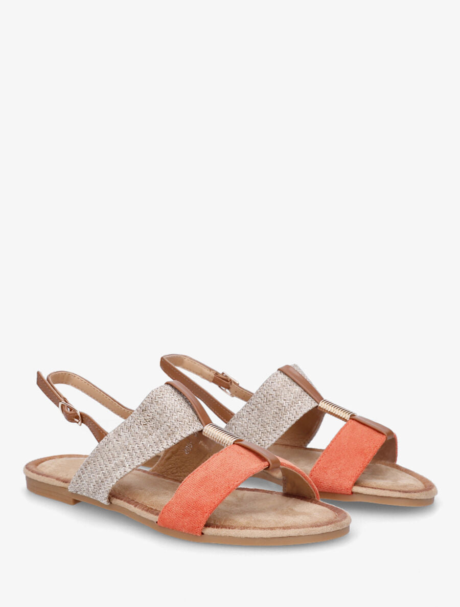 Nu-pieds en suédine et raphia à bijou - Orange - 4