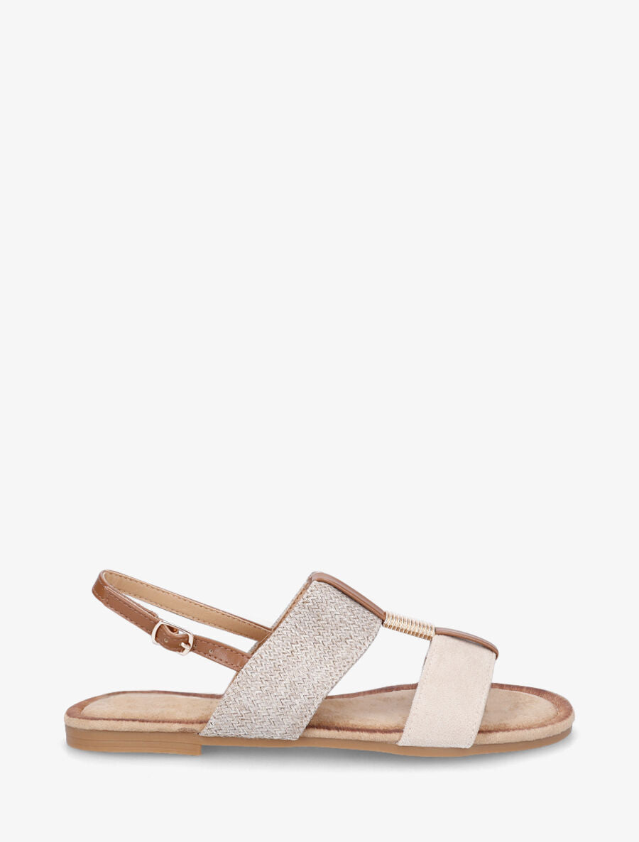 Nu-pieds en suédine et raphia à bijou - Beige - 2