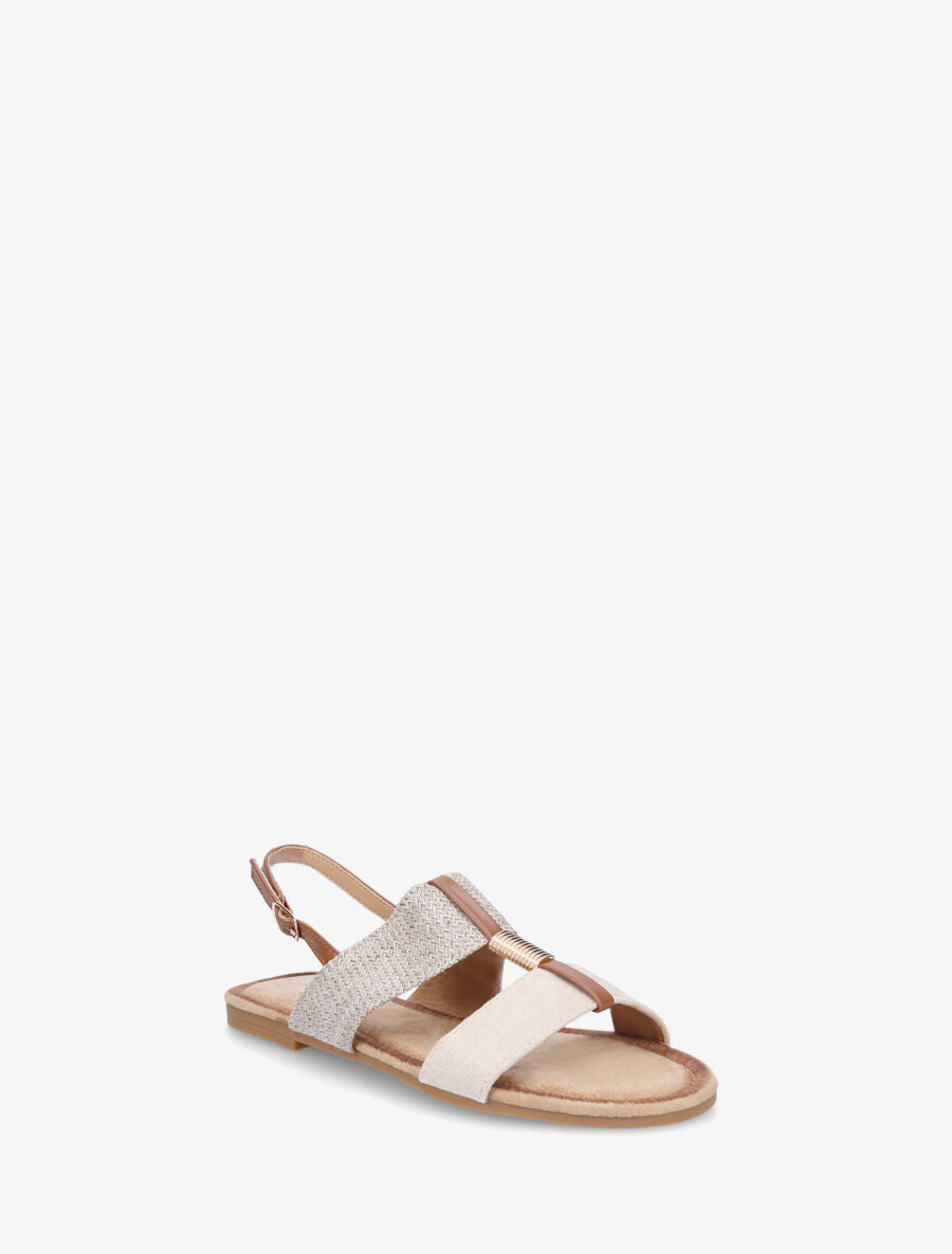Nu-pieds en suédine et raphia à bijou - Beige - 3